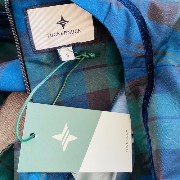 Tuckernuck | NEW Jamie Velvet Trimmed Plaid Blackwatch Midi Dress Size S - Picture 10 of 12